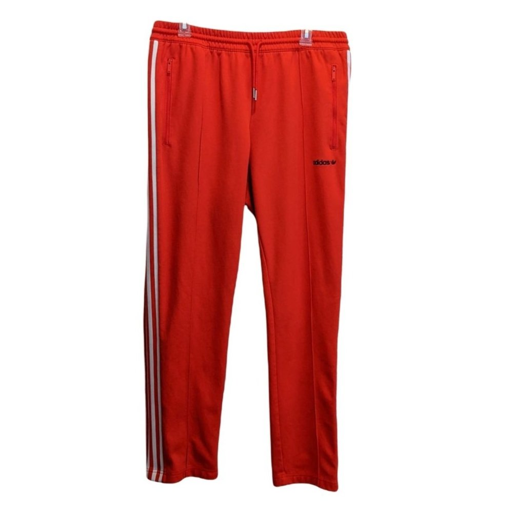 Adidas Men's Red Orange London Pack Block Tapered Zip Pocket Sweatpants XL